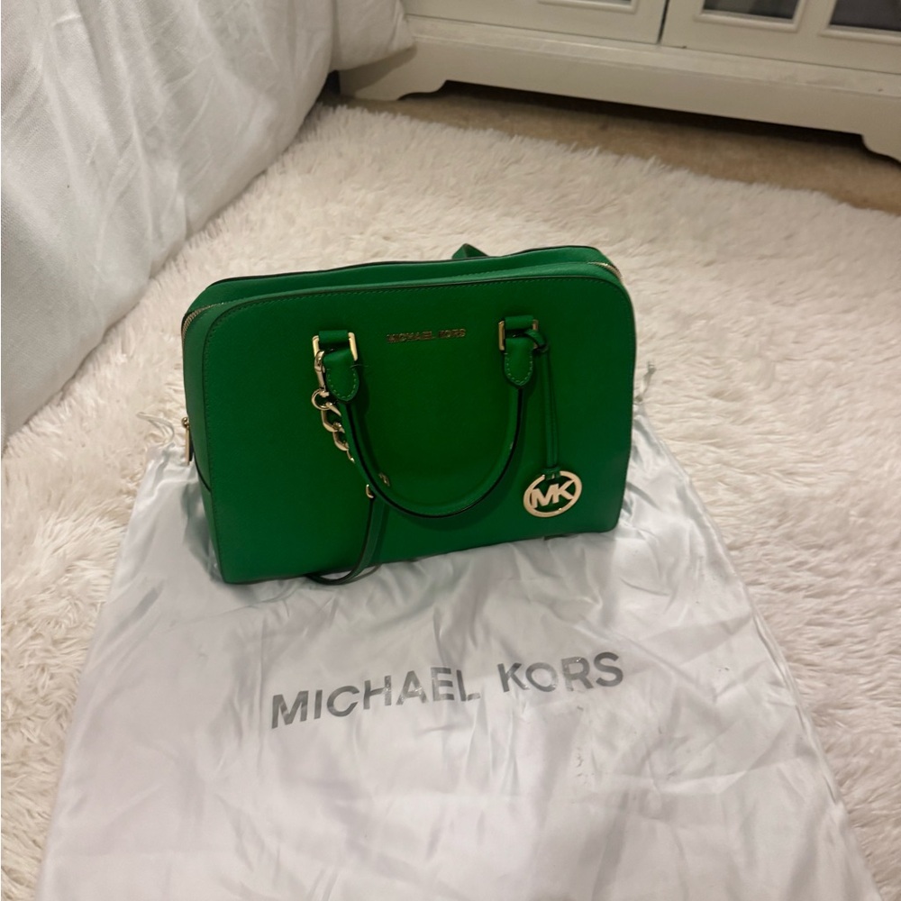Michael Kors Green Satchel with Gold Accents - Picture 5 of 5